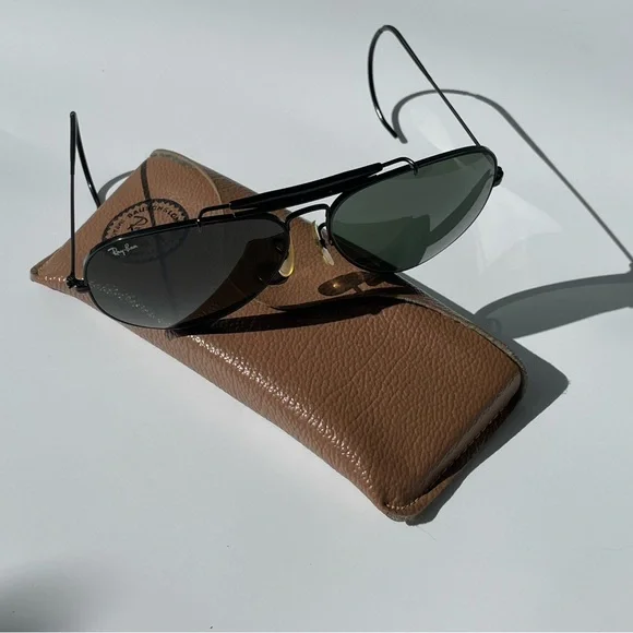 Vintage B&L Ray-Ban Outdoorsman RARE Black Chrome 62mm CableTemples G-15 w/case - Picture 10 of 16